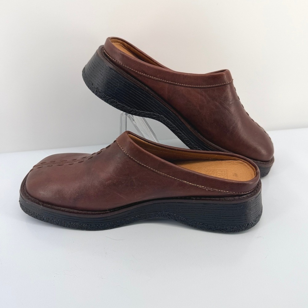 NWOB Y2K Vintage FRYE Hobart Clog Brown Leather Square Toe Mules 9M 70350